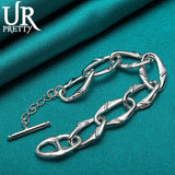 925 Silver Irregular Ring Chain Bracelet Women Wedding Charm Jewelry