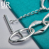 925 Silver Irregular Ring Chain Bracelet Women Wedding Charm Jewelry