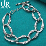 925 Silver Irregular Ring Chain Bracelet Women Wedding Charm Jewelry