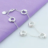 925 Silver Water Drop Chain Bracelet Wedding Engagement Party Charm Jewelry