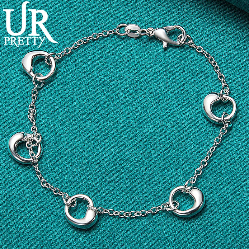 925 Silver Water Drop Chain Bracelet Charm Jewelry