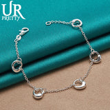925 Silver Water Drop Chain Bracelet Charm Jewelry