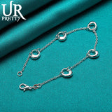 925 Silver Water Drop Chain Bracelet Charm Jewelry