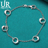 925 Silver Water Drop Chain Bracelet Charm Jewelry