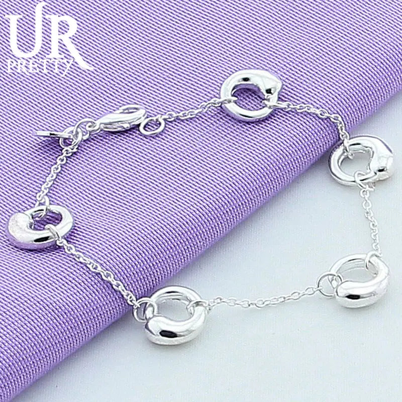 925 Silver Water Drop Chain Bracelet Wedding Engagement Party Charm Jewelry