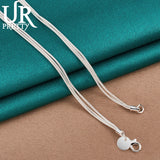 925 Silver Water Drops & Roses Chain 20" Necklace for Woman
