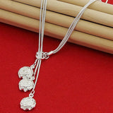 925 Silver Water Drops & Roses Chain 20" Necklace for Woman