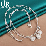 925 Silver Water Drops & Roses Chain 20" Necklace for Woman