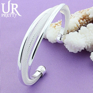 925 Silver Adjustable Bangle Bracelet For Women
