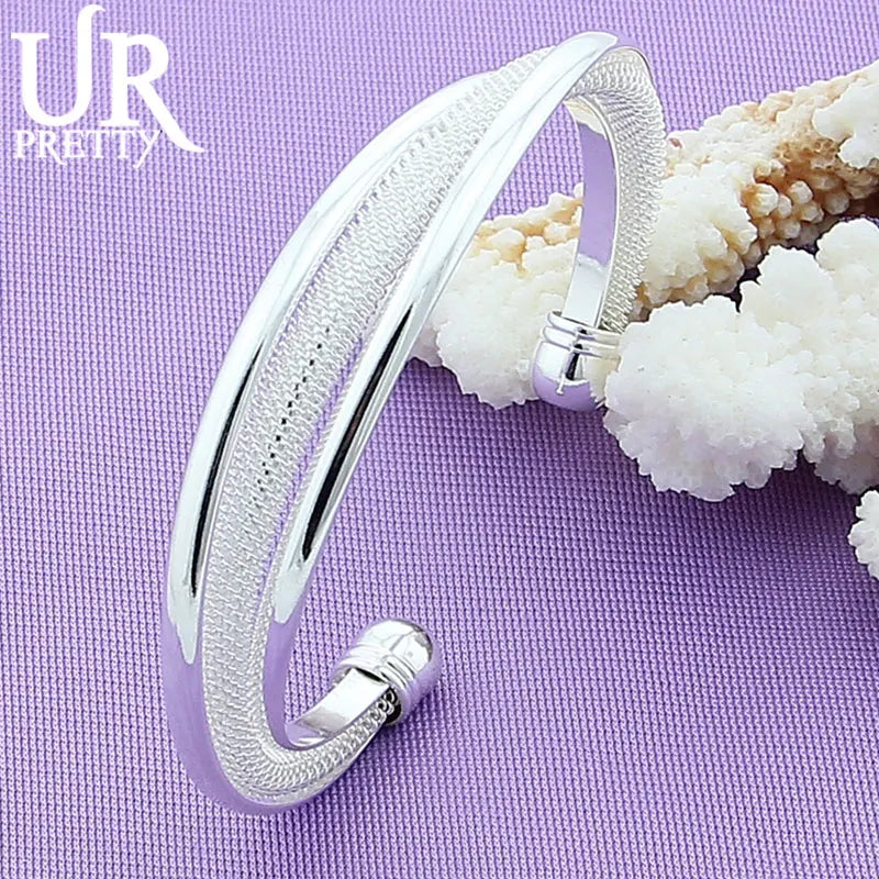 925 Silver Adjustable Bangle Bracelet For Women