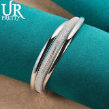 925 Silver Large Network Bangle Bracelet For Women