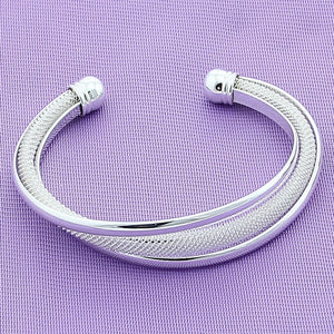 925 Silver Adjustable Bangle Bracelet For Women