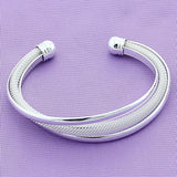 925 Silver Adjustable Bangle Bracelet For Women