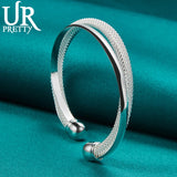 925 Silver Adjustable Bangle Bracelet For Women