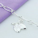 925 Silver Leaf Chain Bracelet Wedding Pendant Jewelry Gift