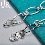 925 Silver Leaf Chain Bracelet Wedding Pendant Jewelry Gift