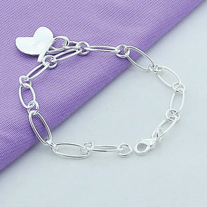 925 Silver Leaf Chain Bracelet Wedding Pendant Jewelry Gift