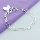 925 Silver Leaf Chain Bracelet Wedding Pendant Jewelry Gift