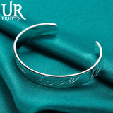 925 Silver Love Alphabet Bangle Bracelet Wedding Engagement Party Jewelry