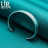 925 Silver Love Alphabet Bangle Bracelet Wedding Engagement Party Jewelry