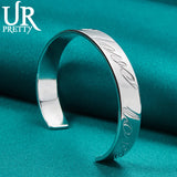 925 Silver Love Alphabet Bangle Bracelet Wedding Engagement Party Jewelry