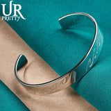 925 Silver Love Alphabet Bangle Bracelet Wedding Engagement Party Jewelry