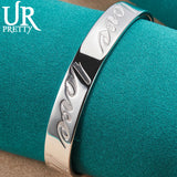 925 Silver Love Alphabet Bangle Bracelet Wedding Engagement Party Jewelry