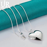 925 Sterling Silver Love Frame Necklace Snake Chain Wedding Jewelry