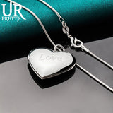 925 Sterling Silver Love Frame Necklace Snake Chain Wedding Jewelry