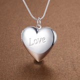 925 Sterling Silver Love Frame Necklace Snake Chain Wedding Jewelry