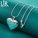 925 Sterling Silver Love Frame Pendant Necklace 20 Inch Snake Chain