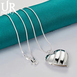 925 Sterling Silver Love Frame Pendant Necklace 20 Inch Snake Chain