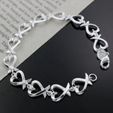 925 Sterling Silver Heart Chain Bracelet For Women Wedding Charm Jewelry