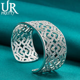 925 Silver Love Heart Adjustable Bangle Bracelet