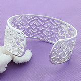 925 Silver Heart Hollow Bangle Bracelet For Women