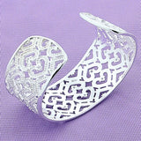 925 Silver Heart Hollow Bangle Bracelet For Women
