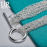 925 Silver Love Heart Hollow OT Chain Bracelet Wedding Engagement Charm Jewelry