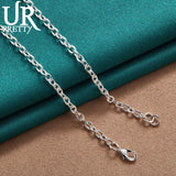 925 Silver Heart Key Pendant Necklace 20 Inch Chain for Women