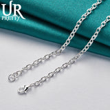 925 Silver Heart Key Pendant Necklace 20 Inch Chain for Women
