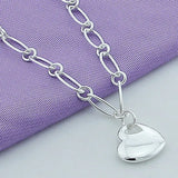 925 Silver Heart Oval Multi-Circle Chain Bracelet Wedding Pendant Jewelry