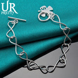 925 Silver Clover & Number 5 Chain Bracelet Women Wedding Charm Jewelry
