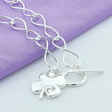925 Silver Clover & Number 5 Chain Bracelet Women Wedding Charm Jewelry