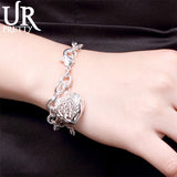 925 Silver Heart Pendant Bracelet Jewelry