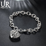 925 Silver Heart Pendant Bracelet Jewelry