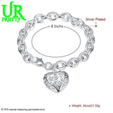 925 Silver Heart Pendant Bracelet Jewelry