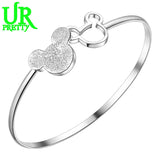 925 Silver Mickey Open Bangle Women Bracelet Charm Jewelry