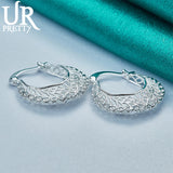 925 Silver Moon Net Earring Clip for Women Wedding Party Jewelry
