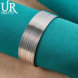 925 Silver Multi-Line Bangle Bracelet Wedding Jewelry