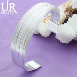 925 Silver Multi-Line Bangle Bracelet For Women Wedding Party Jewelry