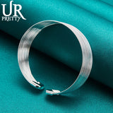 925 Silver Multi-Line Bangle Bracelet Wedding Jewelry